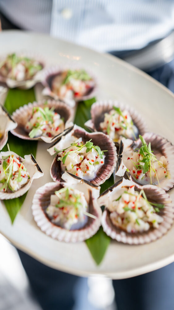 platter of small Hors d'oeuvres on seashells