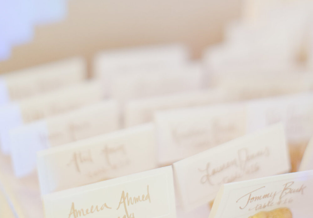 up close shot of name cards on a table