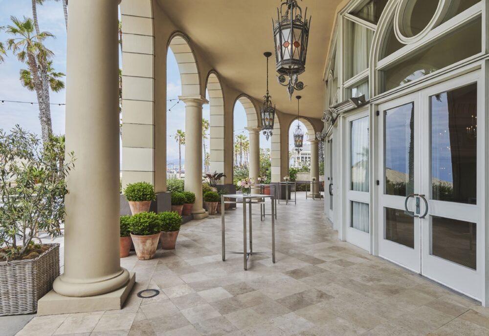 Colonnade Terrace with large off-white columns and beautiful archways