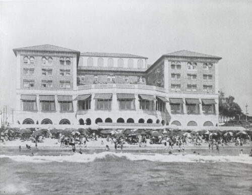 black & white photo of hotel in the 1930's