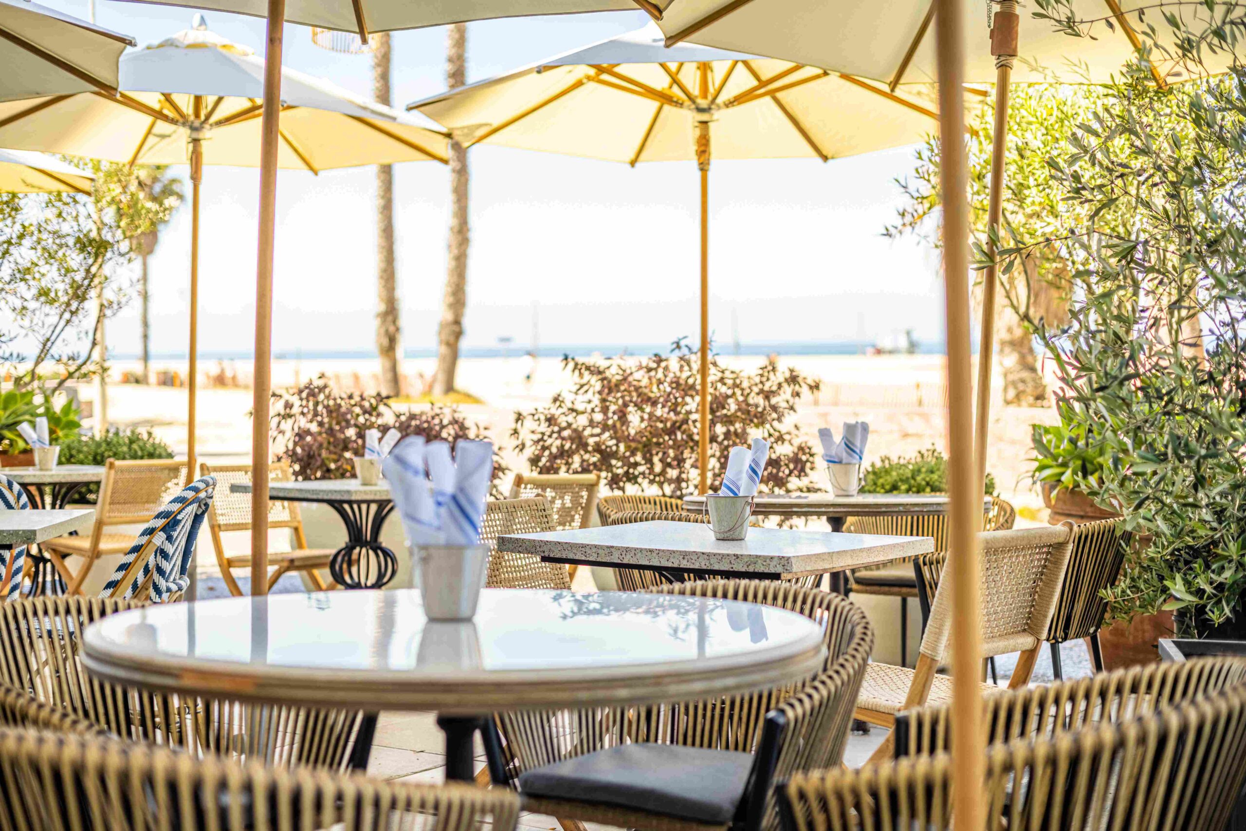 shot of tables at Patio del Mar