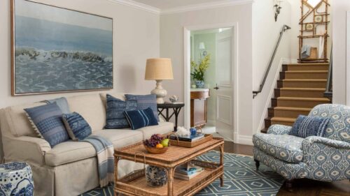 Downstairs seating area of the Penthouse Suite