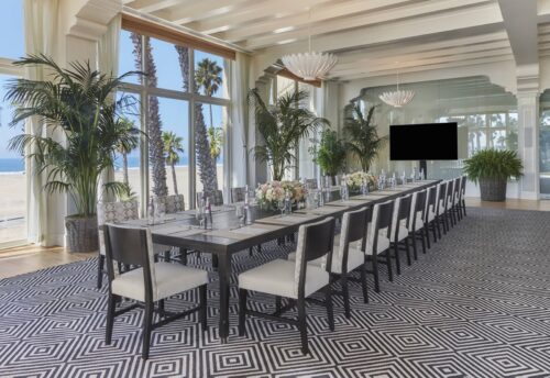 table set up for a party that would fit 20 people