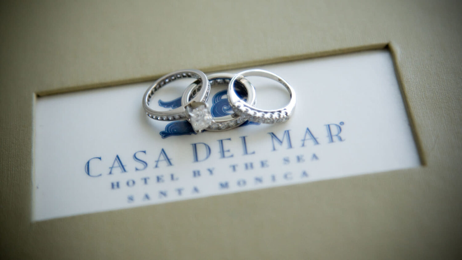 3 wedding rings with an up close shot