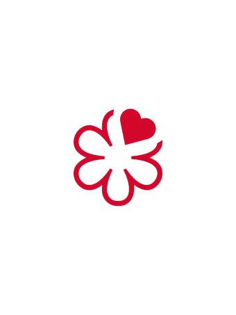 Red and white Michelin Guide logo.